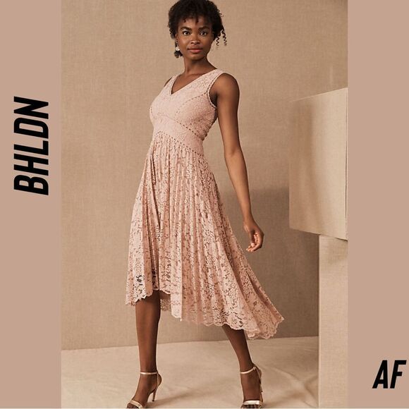 BHLDN PERRI LACE DRESS IN BLUSH PINK NEW SIZE 8 NWT - Picture 1 of 9